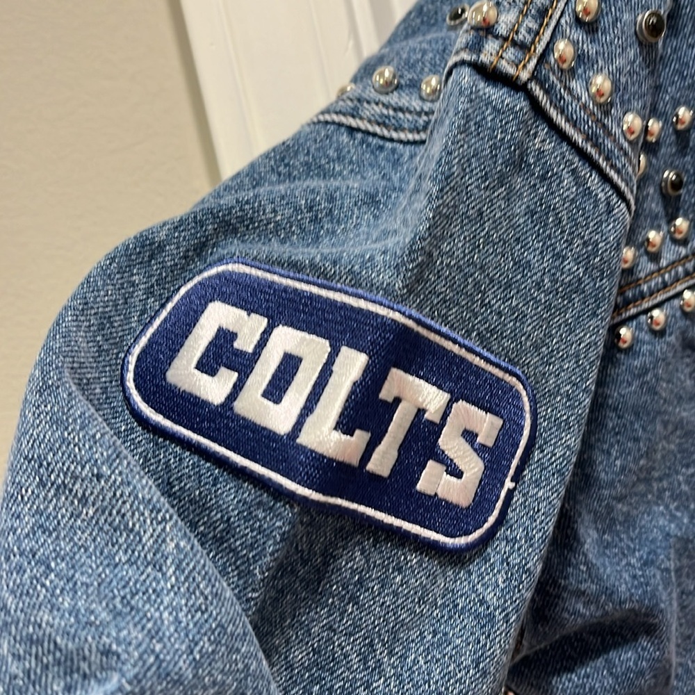 NWT NFL G-III 4her Carl Banks Game Ball Denim Jacket Indianapolis Colts patches - Picture 4 of 13